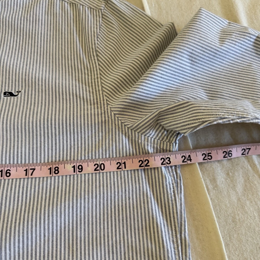Vineyard Vines Whale Shirt Men's Large‎ Charcoal Pinstripes Button Down Casual - Picture 9 of 10